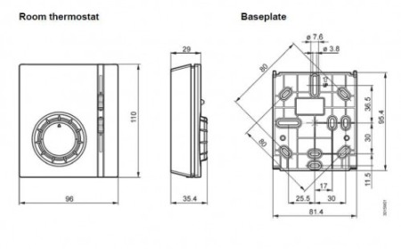 RAB31 - SIEMENS - Termostat de camera - Electromecanic - sistem 2/4 tevi - ventiloconvector, selector incalzire/racire/ventilatie - S55770-T229 [1]