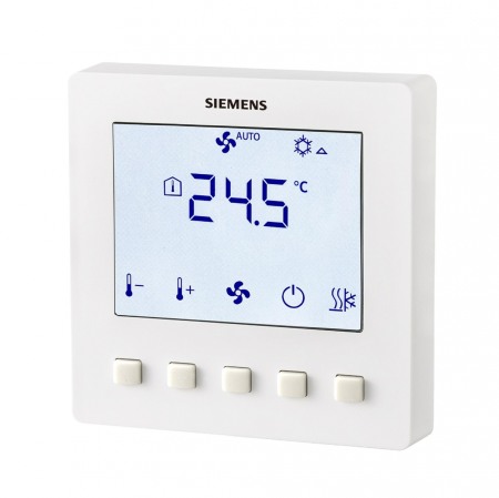Termostate Ventiloconvectoare - RDF530 - SIEMENS - Termostat cu afisaj LCD - incastrabil - 230V- sistem 4 -tevi - ventiloconvector 3 viteze manual/automat - S55770-T384