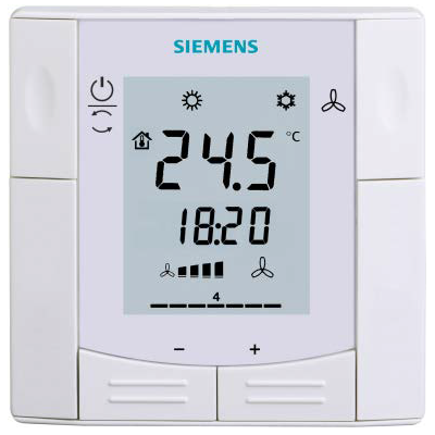 Termostate Ventiloconvectoare - RDF600KN - SIEMENS - Termostat de camera cu afisaj - Ventiloconvector - AC 230 V - pentru sistem 2/4 tevi - Comunicare KNX (BMS) - S55770-T293