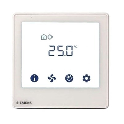 AUTOMATIZARI - RDF800KN - SIEMENS - Termostat de camera cu afisaj TOUCH - Ventiloconvector - AC 230 V - pentru sistem 2/4 tevi - Comunicare KNX (BMS) - S55770-T350