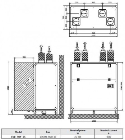 Recuperator de caldura - Tangra - eficienta inalta - EVB-TOP-05-Home-3V - 600 mc/h - automatizare completa [2]