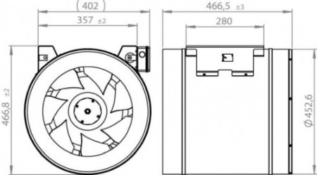 Ventilator in-line circular de tubulatura - RUCK - ETALIN - EL 450 E4 01 - 119336 - 454 W - 5210 mc/h - 230V/50Hz [2]