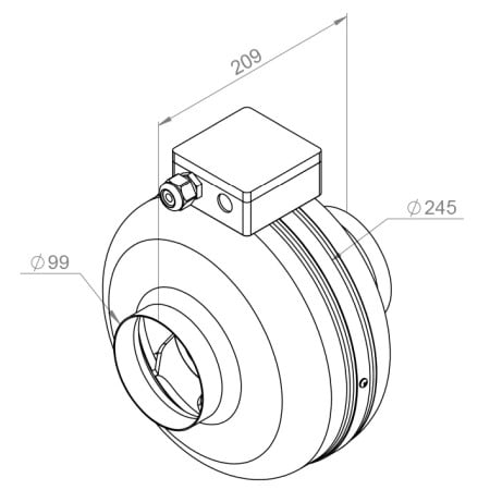 VENTILATOARE - Ventilator in-line circular de tubulatura - RUCK - RS 100L 20 | 143351 - 250 mc/h - 230V/50Hz