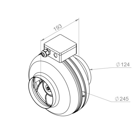 VENTILATOARE - Ventilator in-line circular de tubulatura - RUCK - RS 125 EC - 130395 - 103 W - 460 mc/h - 230V/50Hz