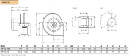 Ventilator Industrial Centrifugal de Presiune Medie - Sodeca - CMP-38-2M/E - 1012392 - 160 mc/h [1]