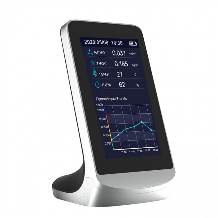 Monitor calitate aer - Masoara PM2.5, PM10, PM1, formaldehida (HCHO), TVOC (compuși organici volatili), indicatori cheie de temperatură și umiditate din aer, Senzor cu Infrarosu (NDIR) [4]