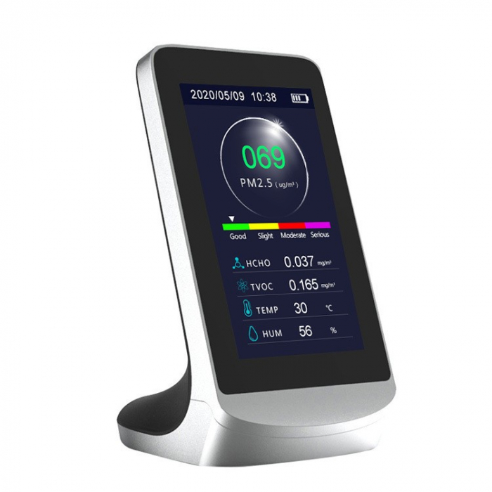 Monitor calitate aer - Masoara PM2.5, PM10, PM1, formaldehida (HCHO), TVOC (compuși organici volatili), indicatori cheie de temperatură și umiditate din aer, Senzor cu Infrarosu (NDIR) [5]