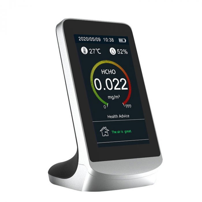 Monitor calitate aer - Masoara PM2.5, PM10, PM1, formaldehida (HCHO), TVOC (compuși organici volatili), indicatori cheie de temperatură și umiditate din aer, Senzor cu Infrarosu (NDIR) [2]