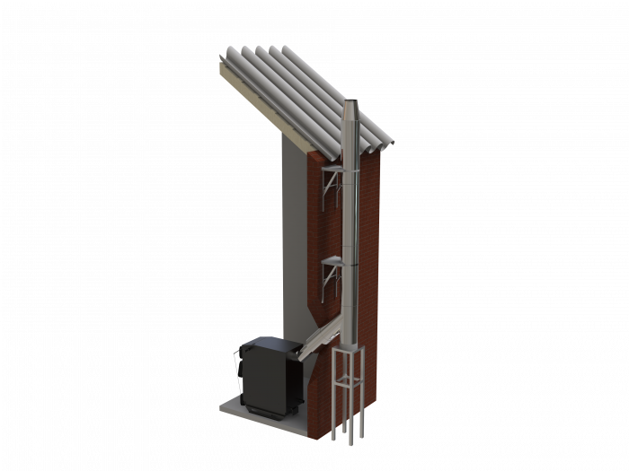 Sistem cos de fum inox izolat, dn: 160 - 260mm, h = 4m - Y, cu postament [3]