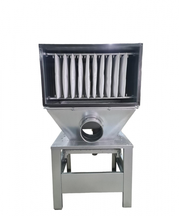 Sistem industrial de exhaustare ET1060 cu debit de aer aspirat 6000 mc/h, suprafata filtranta 10 m², gura de exhaustare Ø 200 mm, rezervor rumegus 400 l [5]