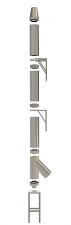 Cosuri de fum - Sistem cos de fum inox izolat, dn: 160 - 260mm, h = 4m - Y, cu postament