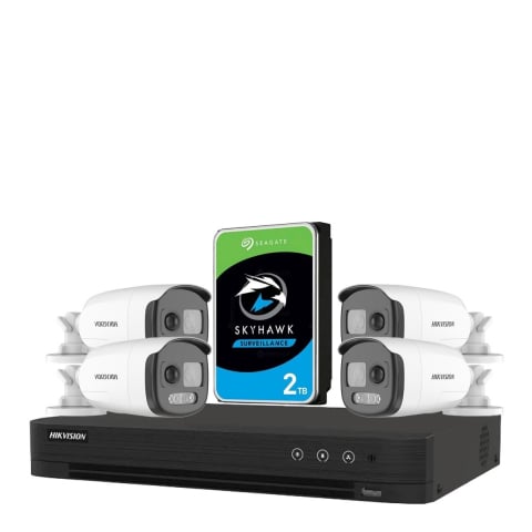 Kit Supraveghere Exterior - Kit 4 camere 8MP AcuSense & ColorVu - HDD 2TB CADOU