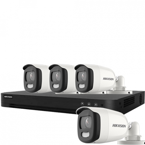 Kit Supraveghere Exterior - Kit 4 Camere HIKVISION 5MP pentru Exterior ColorVu AcuSense