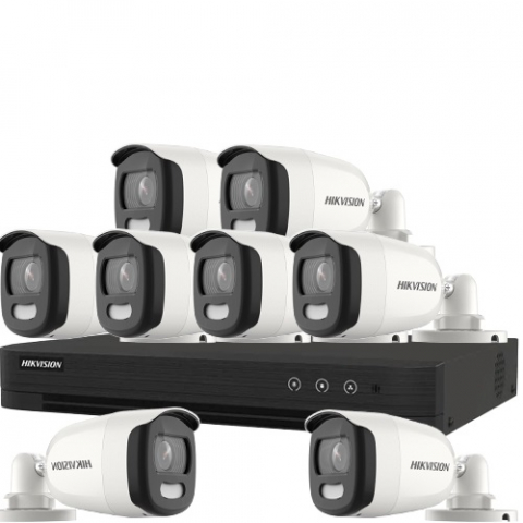 Kit Supraveghere Exterior - Kit 8 Camere HIKVISION 5MP Pentru Exterior AcuSense ColorVu