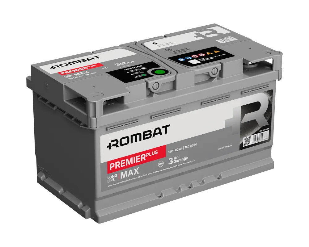 Baterii auto - ACUMULATOR ROMBAT PREMIER PLUS 80AH 760AH 175X175X315 + DR