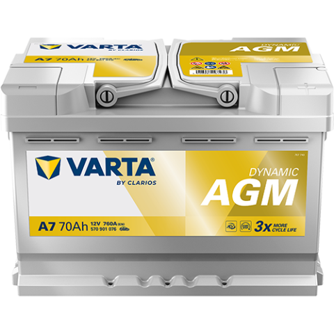 Anvelope - ACUMULATOR VARTA AUTOMOTIVEAGM 12V 70AH 760A A7 278X175X190 + DR