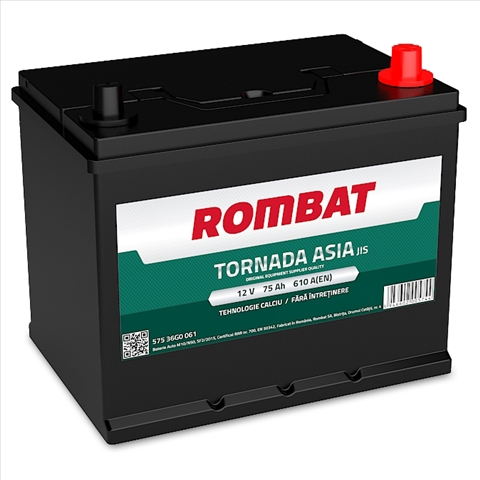 Baterii auto - ROMBAT TORNADA ASIA 75AH 610A 259X178X222 +DR