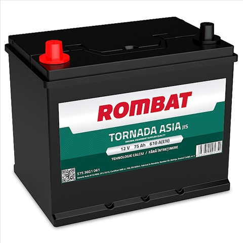 Baterii auto - ROMBAT TORNADA ASIA 75AH 610A 259X178X222 +STG