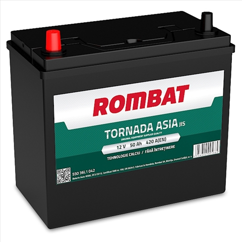 Baterii auto - ROMBAT TORNADA ASIA 50AH 420A 236X128X224 +STG