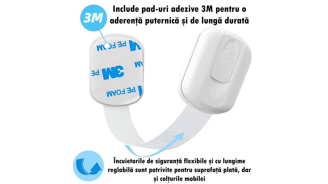 Protejează-ți copilul cu setul de siguranțe reglabile pentru uși și sertare