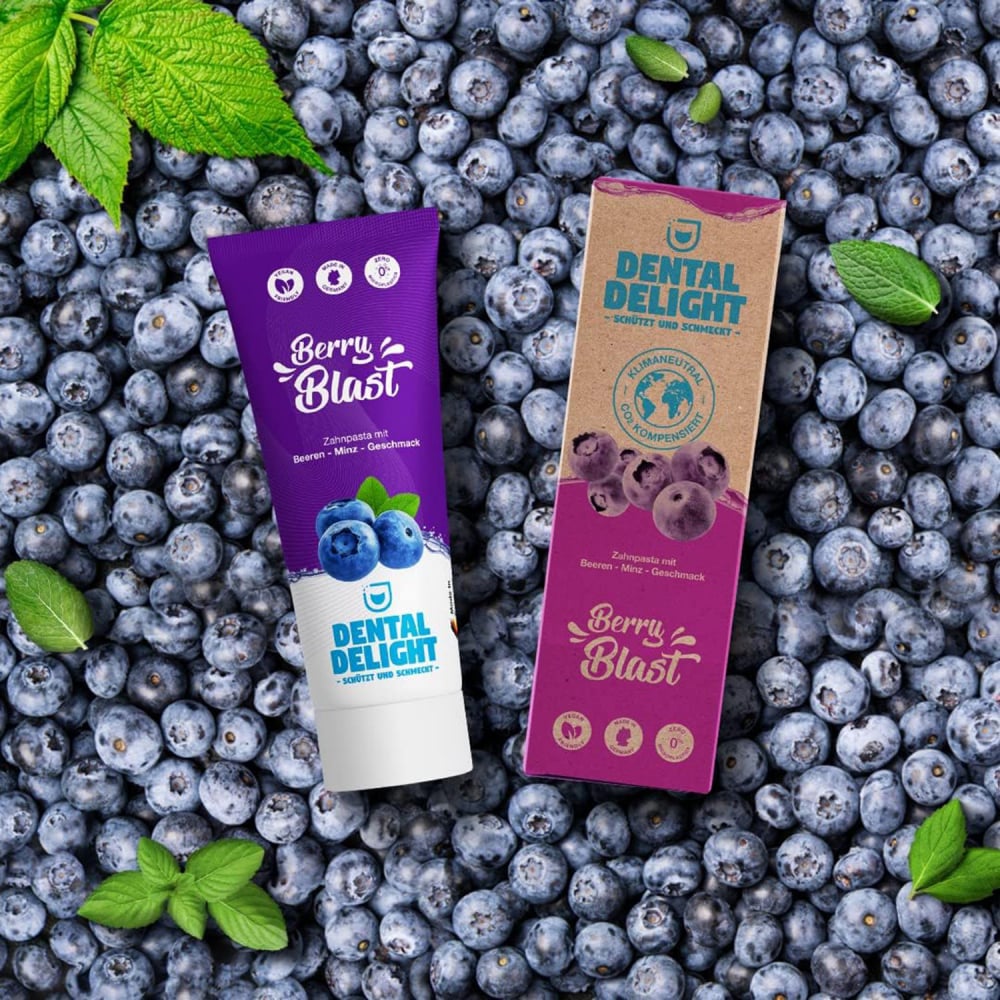 Pastă de Dinţi Vegană cu Aromă Intensă de Afine şi Mentă, Berry Blast, Dental Delight, 75ml [4]