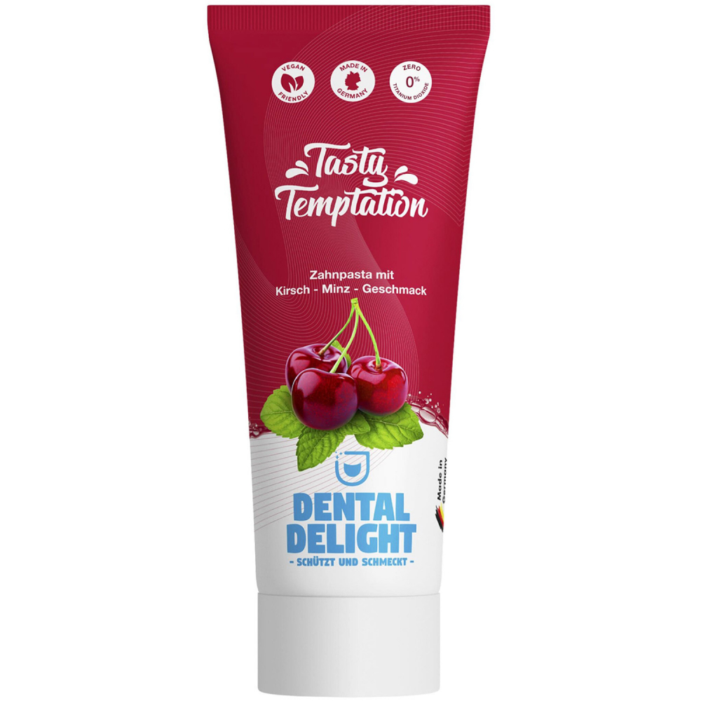 Pastă de Dinţi Vegană cu Aromă Intensă de Cireşe şi Mentă, Tasty Temptation, Dental Delight, 75ml [2]