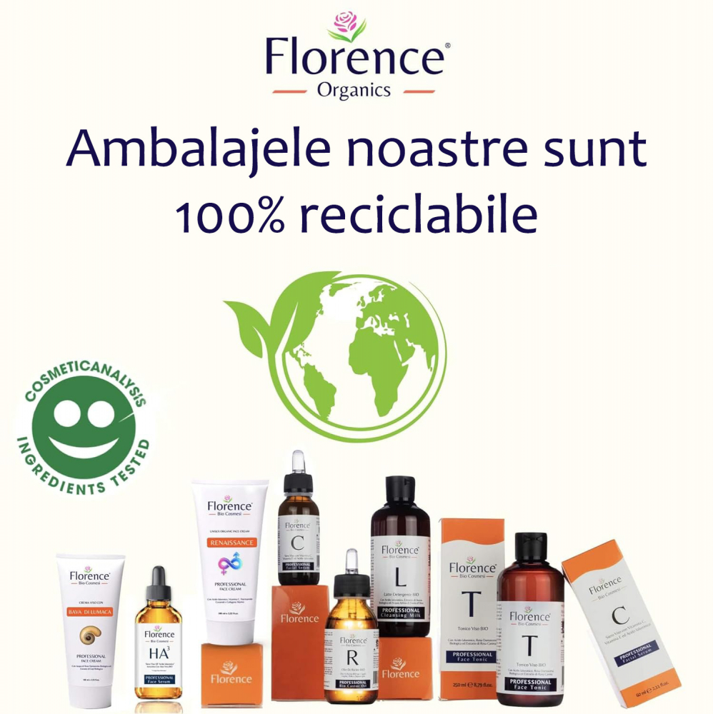 Ser cu Vitamina C, Acid Hialuronic, Vitamina E, Florence Bio, Antirid, Anti-imbatranire, iluminator, Organic, Vegan, 60ml [8]