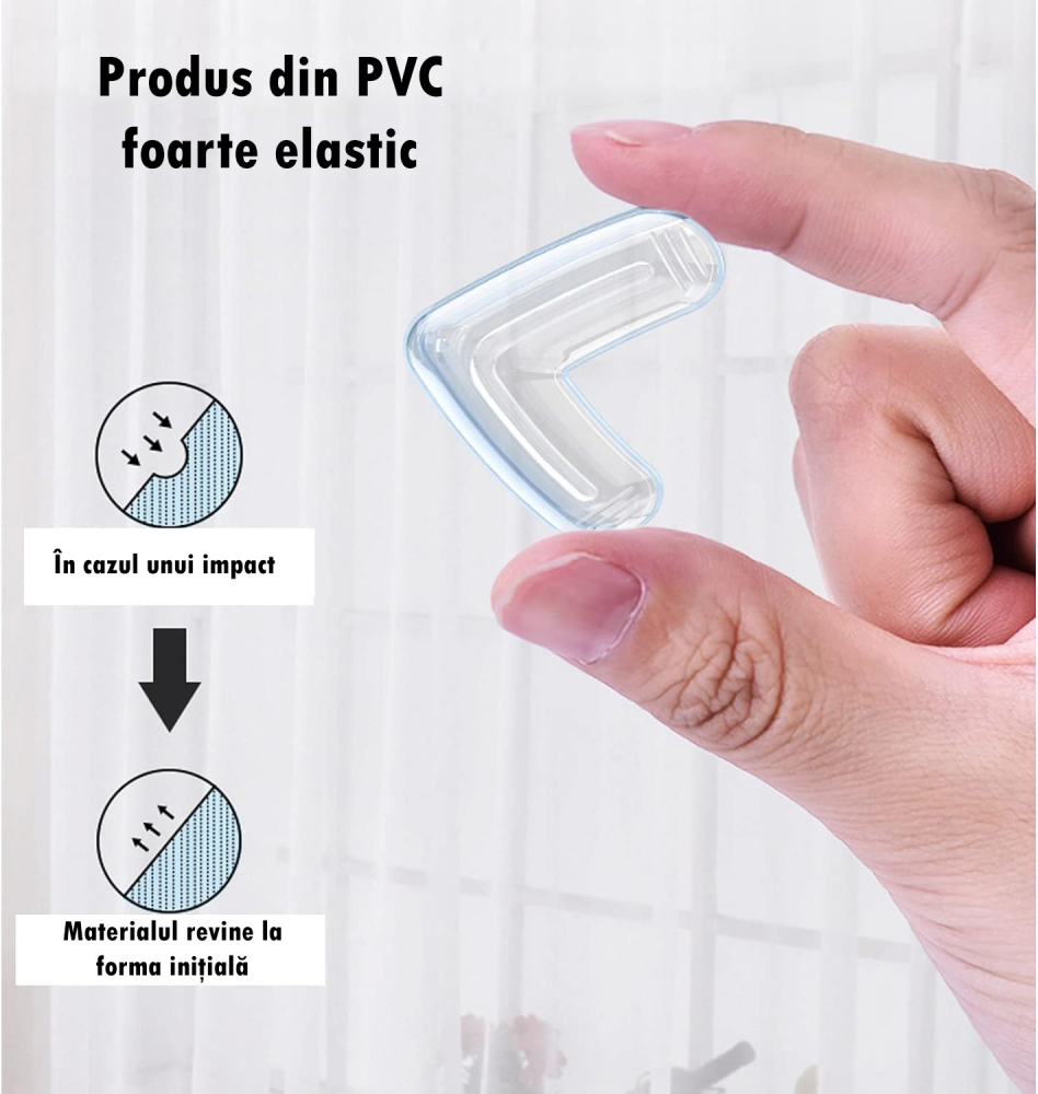 Set 20 Protecţii Colţuri Mobilă Copii, Protecţie Masă, Noptieră, Din Silicon, Cu Adeziv, Transparente [2]