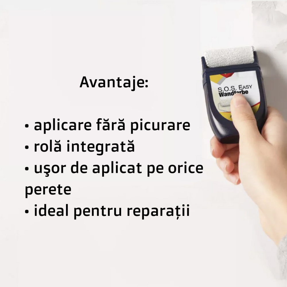 Vopsea Perete cu Aplicator Inclus, Alb, Molto S.O.S Easy, Lavabilă, Pentru Interior, Acoperă Pete, Zgârieturi, Corectează Imperfecţiuni, 30ml [7]