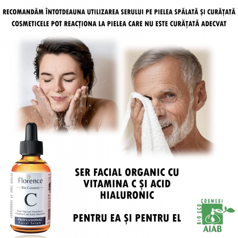 Ser cu Vitamina C, Acid Hialuronic, Vitamina E, Florence Bio, Antirid, Anti-imbatranire, iluminator, Organic, Vegan, 60ml [6]