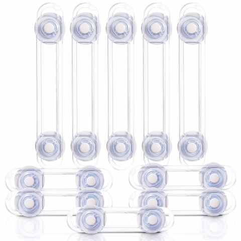 Set 10 Siguranţe Uşi Copii, Blochează Sertare, Dulap, Frigider, Cuptor, Adeziv 3M, Transparent, Silicon [5]