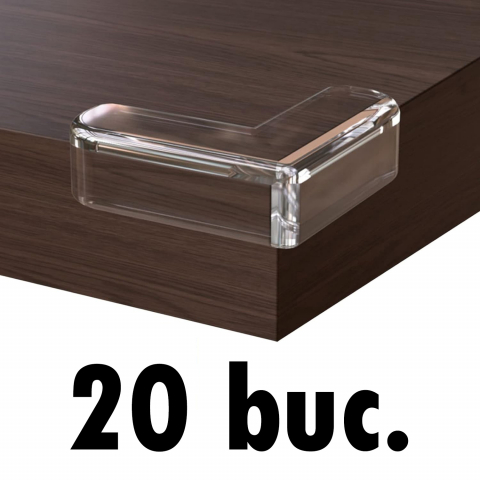 Set 20 Protecţii Colţuri Mobilă Copii, Protecţie Masă, Noptieră, Din Silicon, Cu Adeziv, Transparente