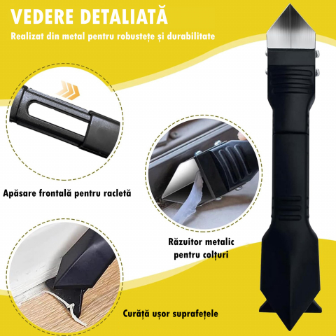 Set Unelte Îndepărtare şi Netezire Silicon, Racletă, Spatulă cu Vârf Metalic, Mănuşi, Pentru Bucatarie, Baie, Rosturi, Chiuvetă, Duş, Cadă [3]