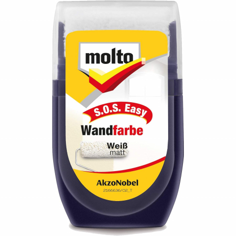 Vopsea Perete cu Aplicator Inclus, Alb, Molto S.O.S Easy, Lavabilă, Pentru Interior, Acoperă Pete, Zgârieturi, Corectează Imperfecţiuni, 30ml