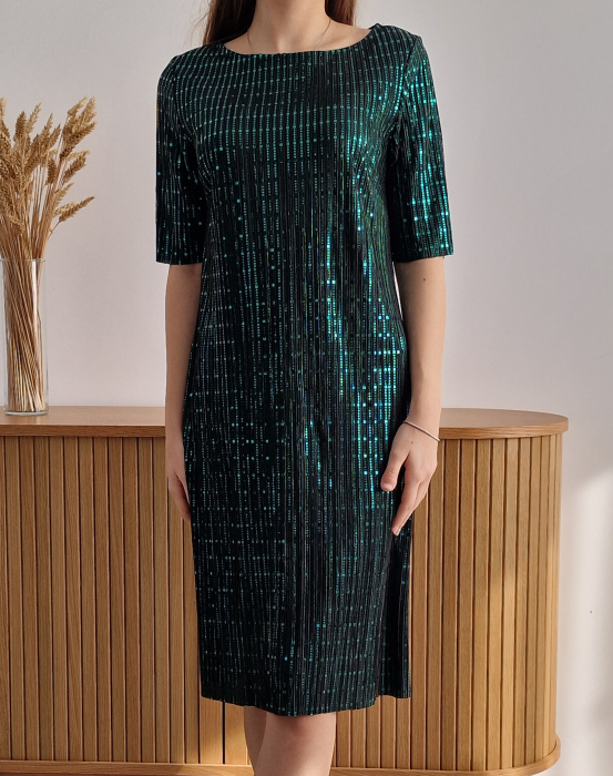 Rochie negagră cu decorațiuni verzi [2]