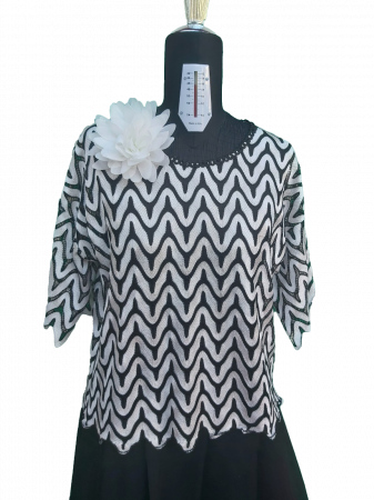 Bluza alb negru din mătase tricotată [1]