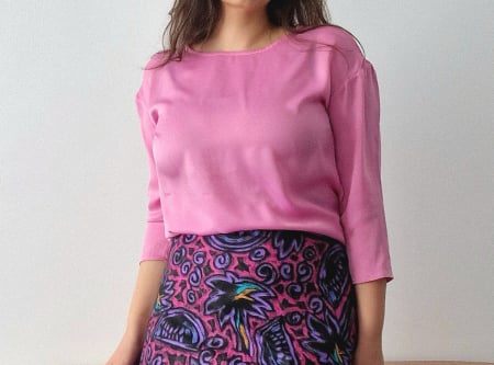 Produse - bluza-dama-matase-roz-deschis-guler-rotund