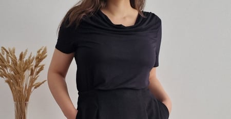 Bluza - tricou-dama-negru-jerse-gat-cute