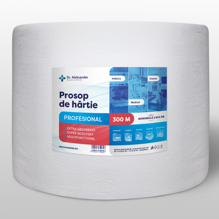 Dr.Aleksander, Prosop de hartie profesional, 300m, rola prosop hartie pentru  HoReCa sau pentru acasa, super absorbant [2]