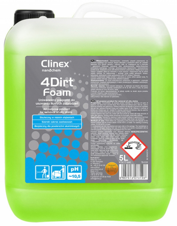 Detergent Degresant - Clinex 4Dirt Foam 5L – Detergent Spumant Profesional pentru Curățarea Murdăriei și Grăsimilor Dificile