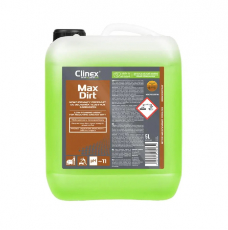 Detergent Degresant - Clinex MaxDirt 5L – Soluție Profesională Fără Spumă pentru Grăsimi și Murdărie Dificilă