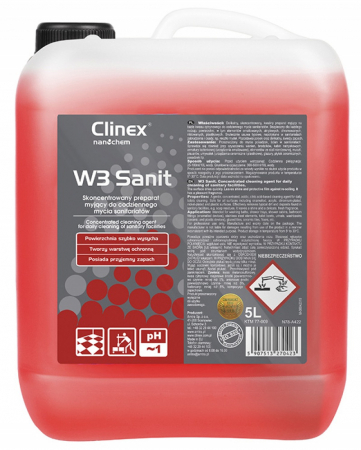 Detergenti - Clinex W3 Sanit 5L – Detergent Lichid Profesional pentru Obiecte Sanitare