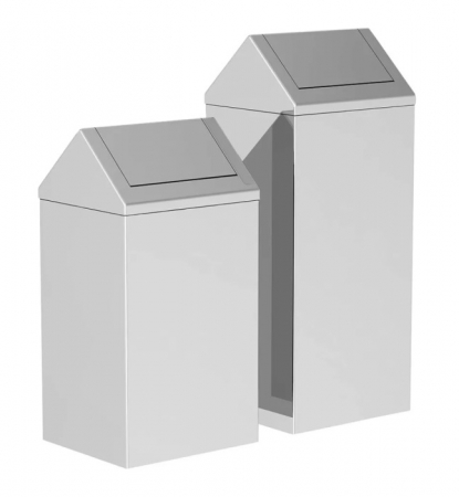 Cos de gunoi, inox, dreptunghiular, capac batant, 36L [2]