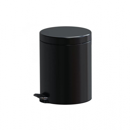 Cos de Gunoi cu Pedala - Cos de gunoi, inox, rotund, cu pedala, 12L, negru