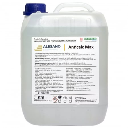 Solutie Anticalcar - Alesano AnticalkMax, 5L, detergent profesional concentrat, acid, dezincrustant anticalcar