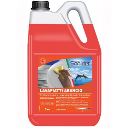 Detergent Vase - Sanidet Lavapiatti Arancio 5KG – Detergent Concentrat cu Parfum de Portocală pentru Veselă Strălucitoare