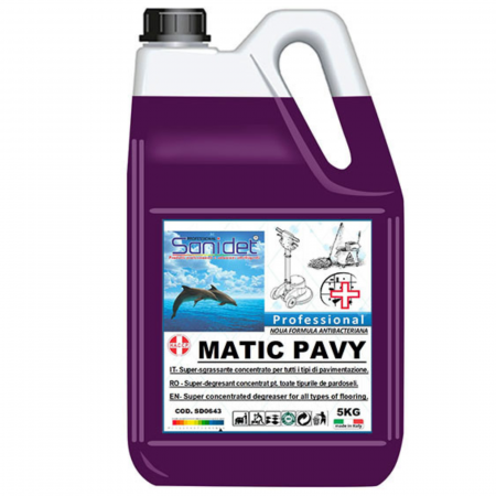 Solutie Gresie - Detergent degresant, alcalin, pentru spalarea pardoselilor, 5kg, Sanidet Matic Pavy HC
