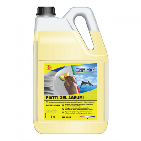 Detergent Manual - Piatti Gel Agrumi 5L – Detergent Gel Superconcentrat cu Parfum de Citrice pentru Veselă Impecabilă
