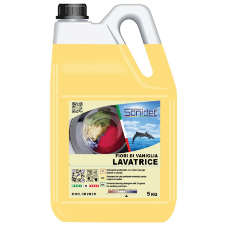 Detergent Lichid - Detergent lichid rufe, imbogatit cu enzime, 5kg, Sanidet Lavatrice Fiori di Vaniglia