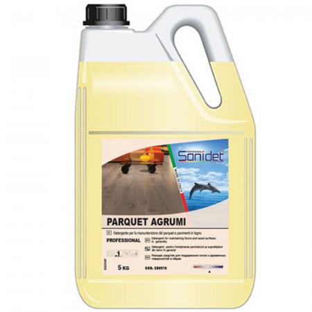 Solutie Pardoseli - Detergent pentru parchet, pardoseli din lemn si pal, 5kg, Sanidet Parquet Agrumi